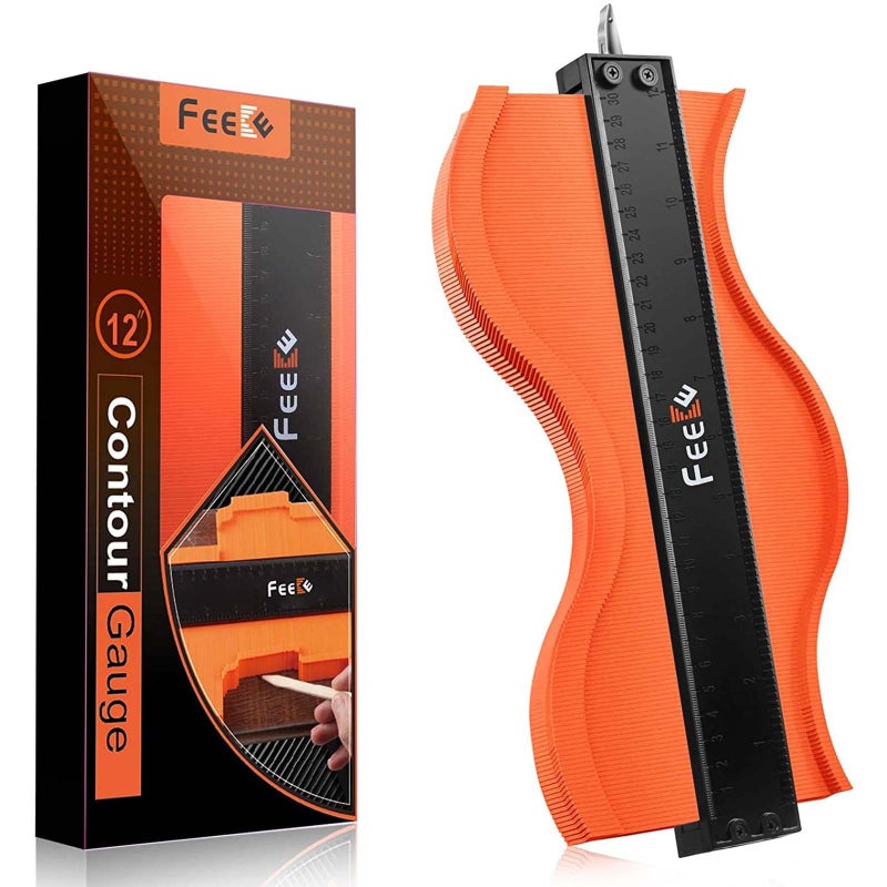 Feeke Contour Gauge (12 Inch) with Lock Profile Tool  Super Contour Duplicator Men Gifts Woodworking Tools Carpenter Tools Construction Scribe Tools for Men  Gifts for Men Dad Husband - Image 1